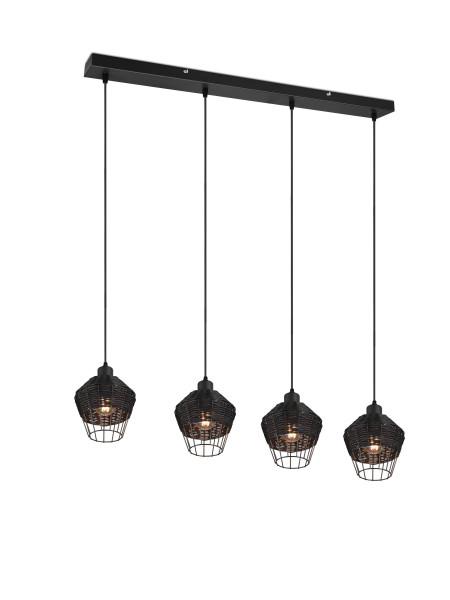 Pendelleuchte BORKA in schwarz aus Rattan