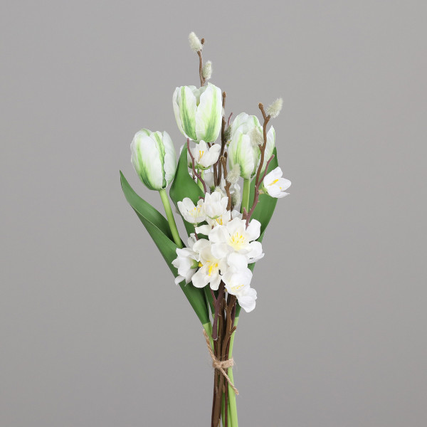 Kunstblume Frühjahrs-Bündel in creme aus Kunststoff
