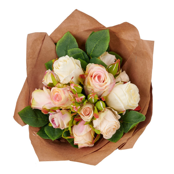 Kunstblume Rosenstrauß in rosa aus Kunststoff