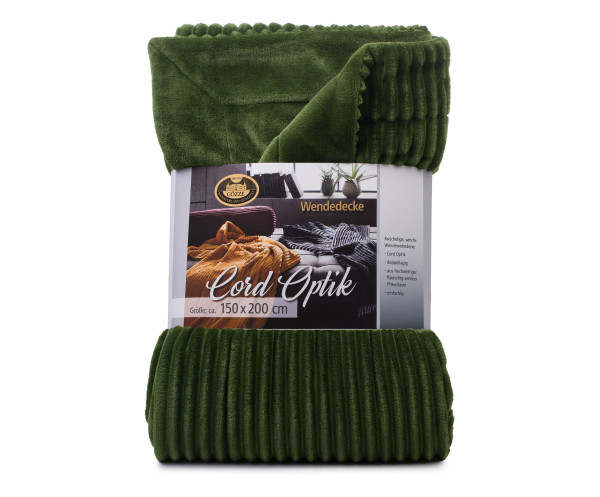 Decke CORD grün in dunkelgrün aus Polyester