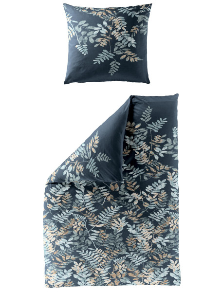Bettwäsche Mako-Satin blau aus Baumwolle
