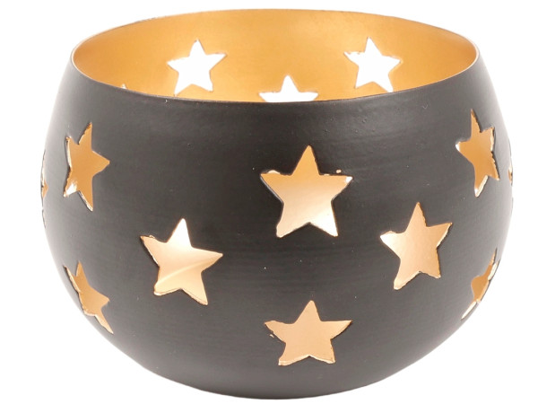 Windlicht STARS in schwarz aus Eisen