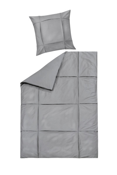Bettwäsche KLARA Satin in grau aus Baumwolle