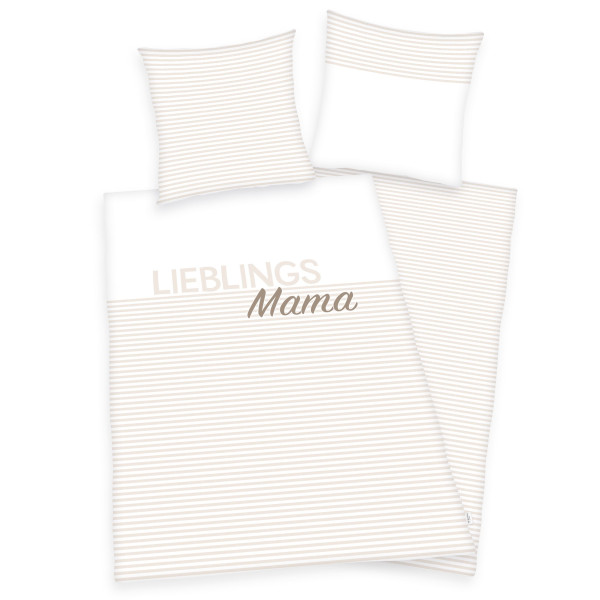 Bettwäsche LIEBLINGS-MAMA in mehrfarbig aus Baumwolle