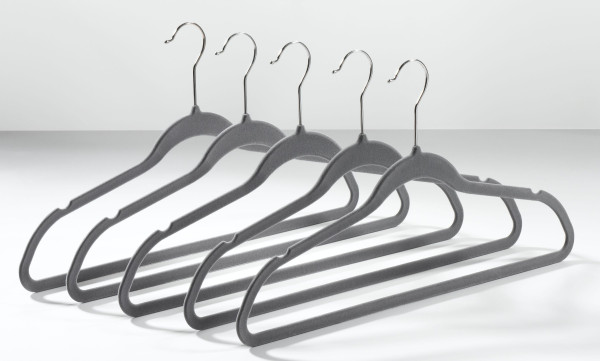 Kleiderbügel-Set VELVET in grau aus Metall