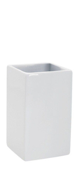 Zahnputzbecher QUADRO weiß in weiß aus Porzellan