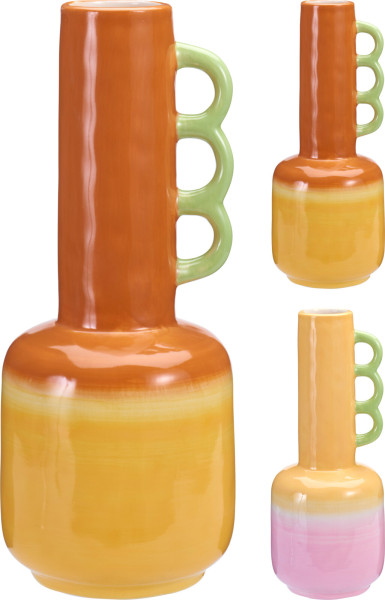 Vase mit Griff in bunt aus Dolomit