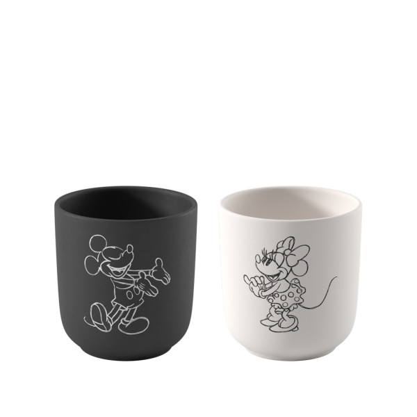 Henkelbecher-Set MICKEY MOUSE in schwarz/weiß aus Bone China