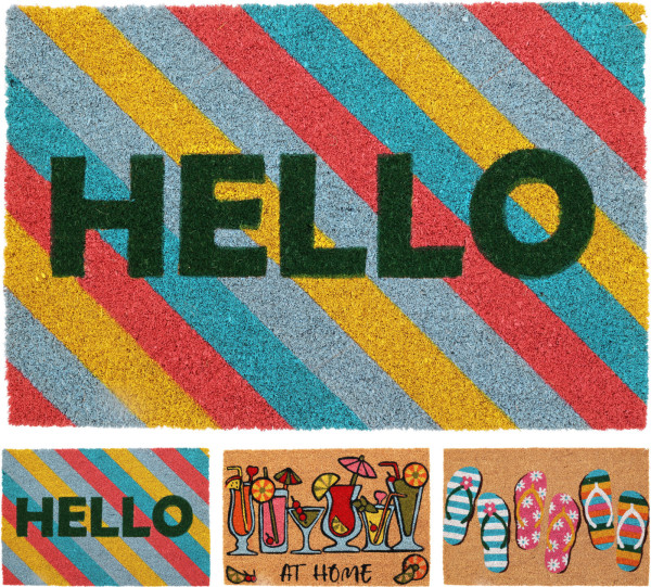 Fußmatte HELLO in mehrfarbig aus Polyvinyl