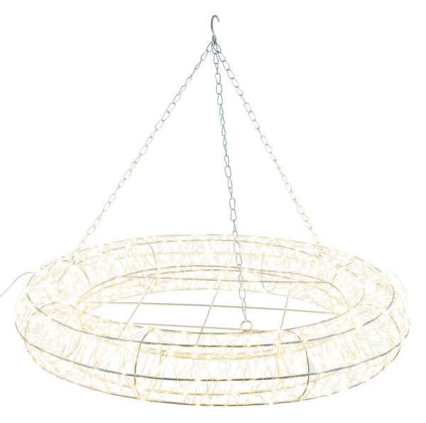 Drahtkranz LED in silberfarben aus Metall