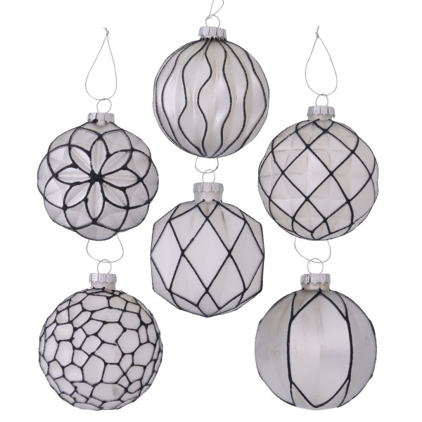 Weihnachtskugel LINES in mehrfarbig aus Glas