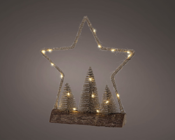 Weihnachtsstern Tannenlandschaft LED in gold/weiß aus Metall