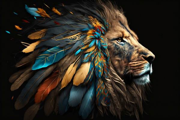 Akustikbild INDIAN KING aus Materialmix