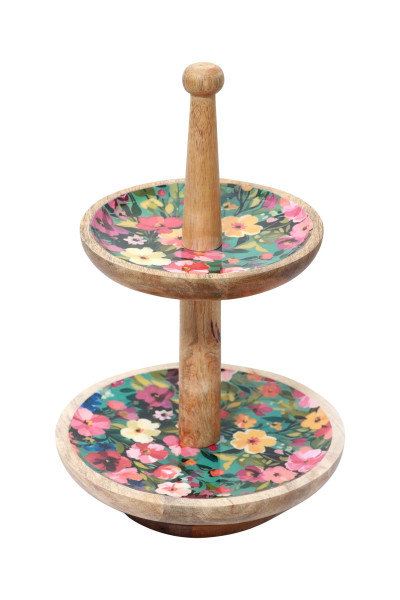 Etagere FLOWER in bunt aus Mango