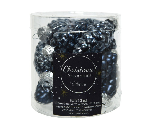 Weihnachtskugel-Box Zapfen NACHTBLAU in blau aus Glas