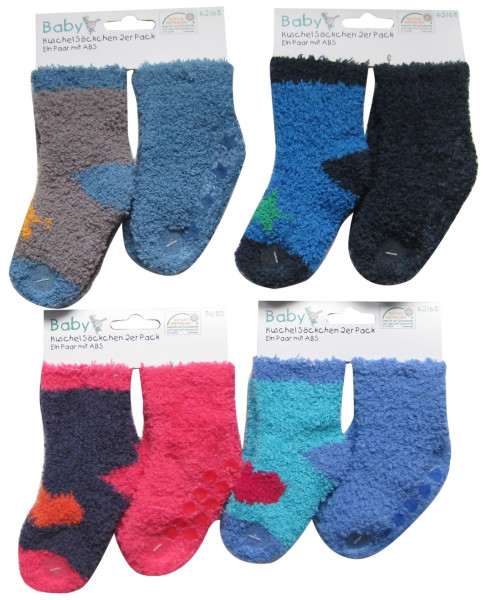 Kuschelsocken 2er Pack Baby in mehrfarbig aus Stoff