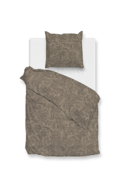 Bettwäsche PAISLEY DI LINO in taupe aus Baumwolle