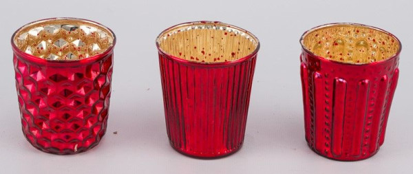 Teelichthalter in rot aus Glas