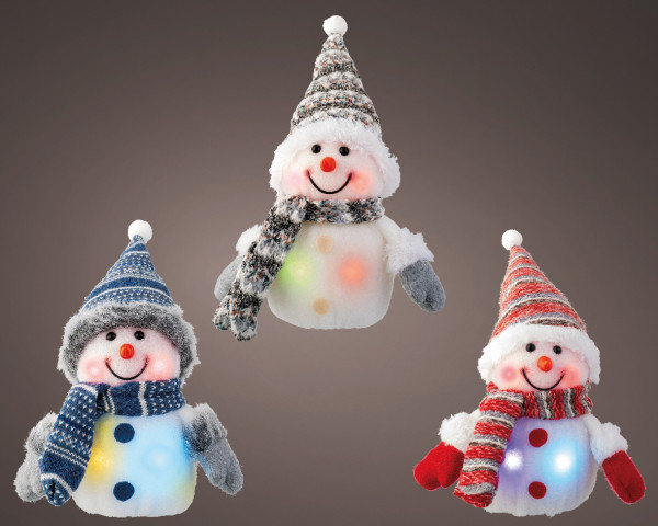 Dekofigur LED SCHNEEMANN in mehrfarbig aus PVC