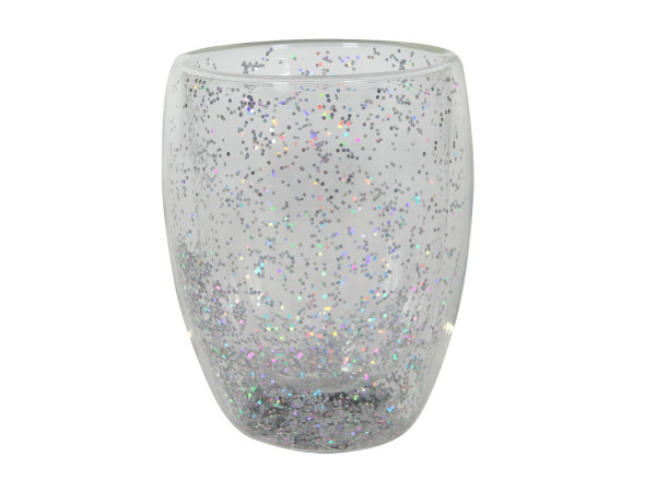 Trinkglas KONFETTI silber in transparent aus Glas