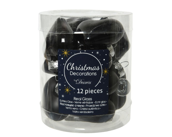 Weihnachtskugel-Box Herzen SCHWARZ in schwarz aus Glas