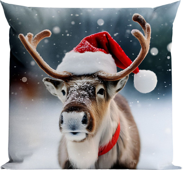 Kissenhülle WINTER MOOSE in beige aus Mischgewebe