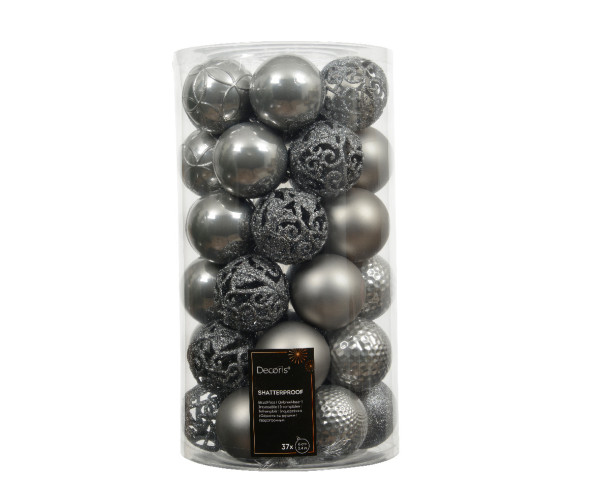 Weihnachtskugel-Set PLEX in grau aus Kunststoff