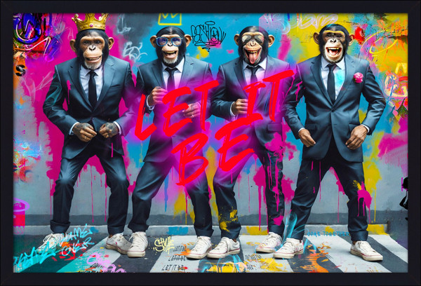 Gerahmtes Bild GRAFFITI GANG in mehrfarbig aus Holz