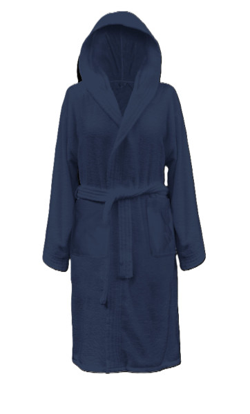 Bademantel Kapuze in blau aus Baumwolle