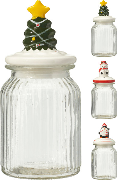 Vorratsglas X-MAS in mehrfarbig aus Glas