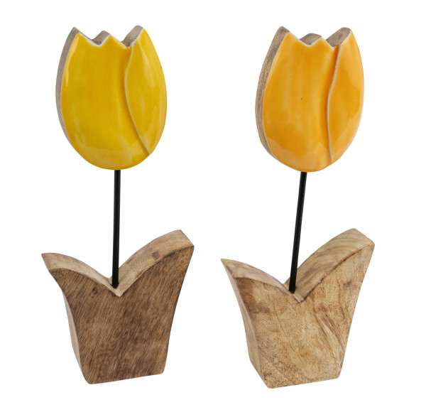 Aufsteller TULPE in gelb aus Mango