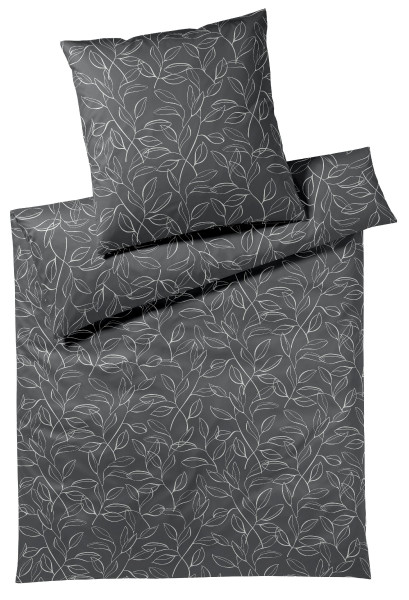 Bettwäsche FLORAL Mako-Satin in Basalt aus Baumwolle