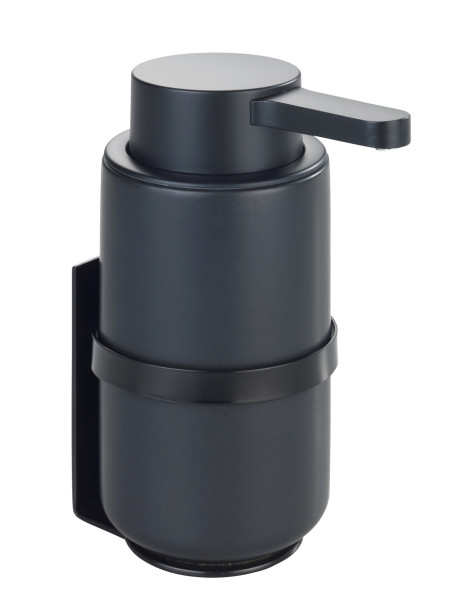 Wand-Seifenspender WOYA in schwarz aus Materialmix