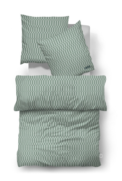 Bettwäsche Satin CINQUE in grün aus Baumwolle