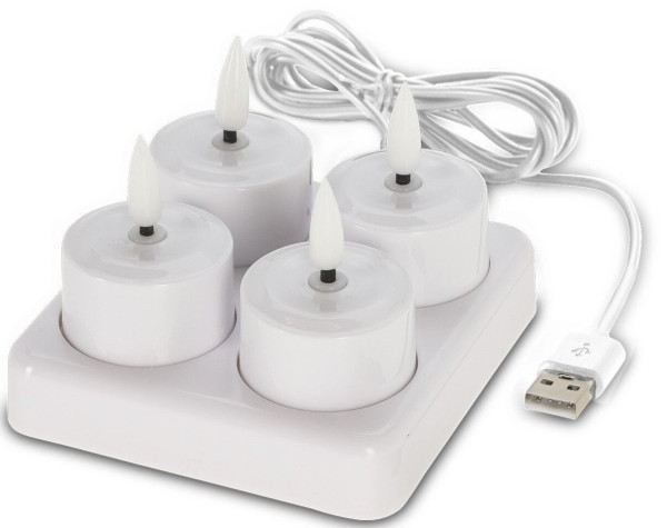 Teelichter-Set LED in weiß aus Kunststoff