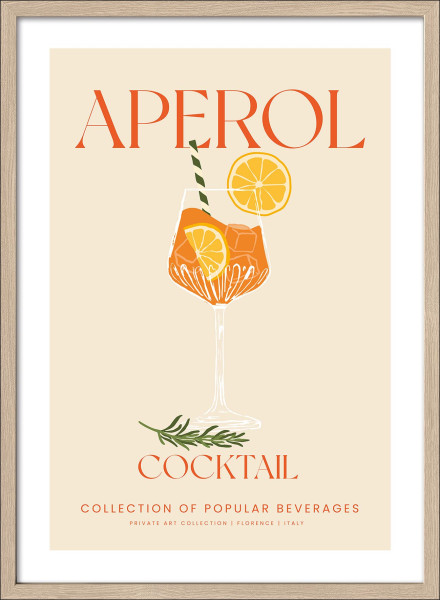 Gerahmtes Bild APEROL COCKTAIL in mehrfarbig aus Glas satiniert
