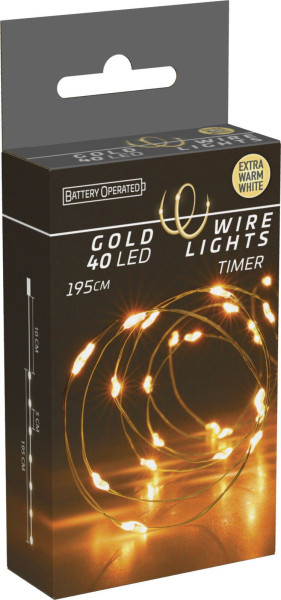 Lichterkette DRAHT 40 LED in goldfarben aus Kunststoff