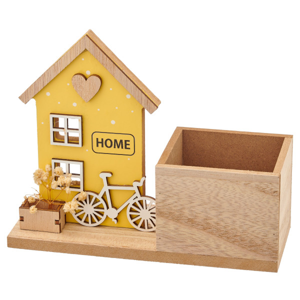 Aufsteller Haus in gelb aus Holz