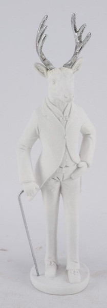 Hirsch im Frack in weiß aus Kunststoff