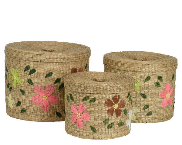 Korb mit Deckel in braun aus 100 % Naturmaterial