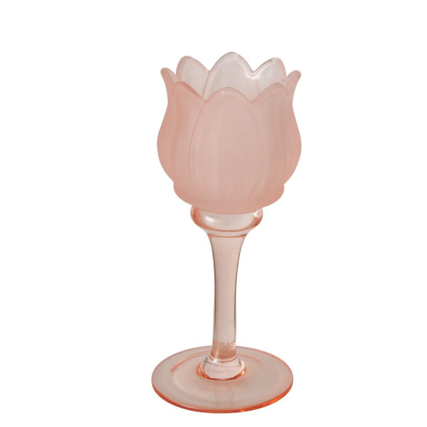Teelichthalter TULLY in rosa aus Glas