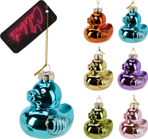 Weihnachtskugel BADEENTE in mehrfarbig aus Glas