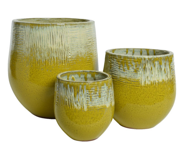 Pflanztopf NOAH in weiß/gelb aus Terracotta