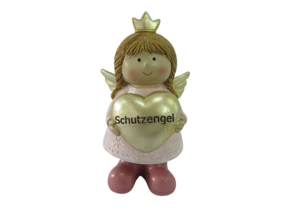 Schutzengel mit Herz in creme aus Polyresin