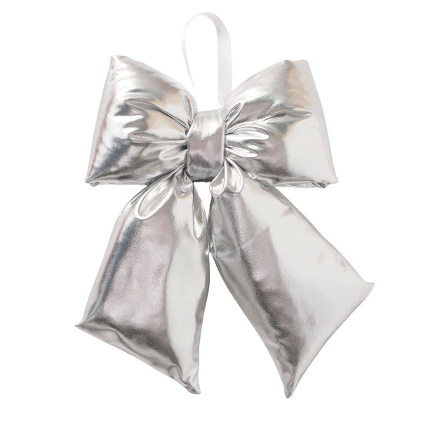 Christbaumschmuck Hänger Schleife BOWY in silberfarben aus Polyester
