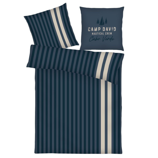 Bettwäsche CAMP DAVID Satin in blau aus Baumwolle
