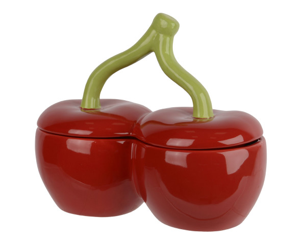 Aufbewahrungsdose CHERRY in rot aus Porzellan