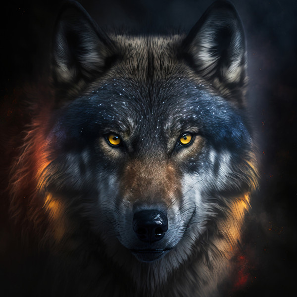 Akustikbild MYSTERIOUS WOLF aus Materialmix