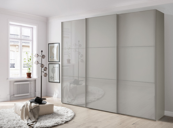 Kleiderschrank Rolf Weber WEEZE in Kieselgrau aus Glas