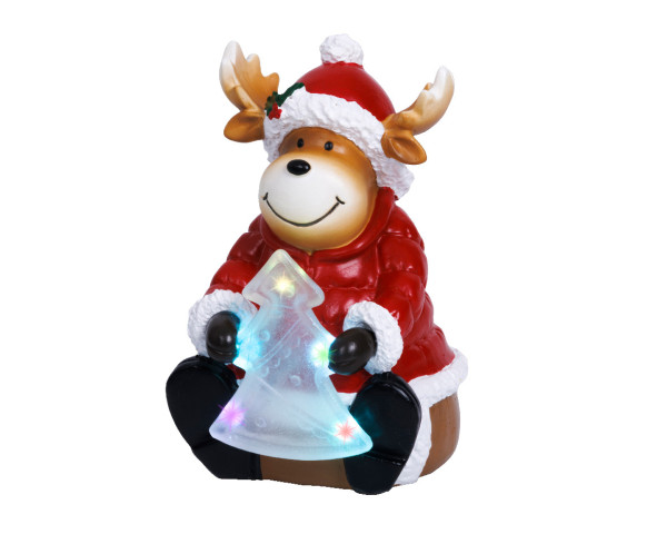Dekofigur LED RENTIER in mehrfarbig aus Polyresin